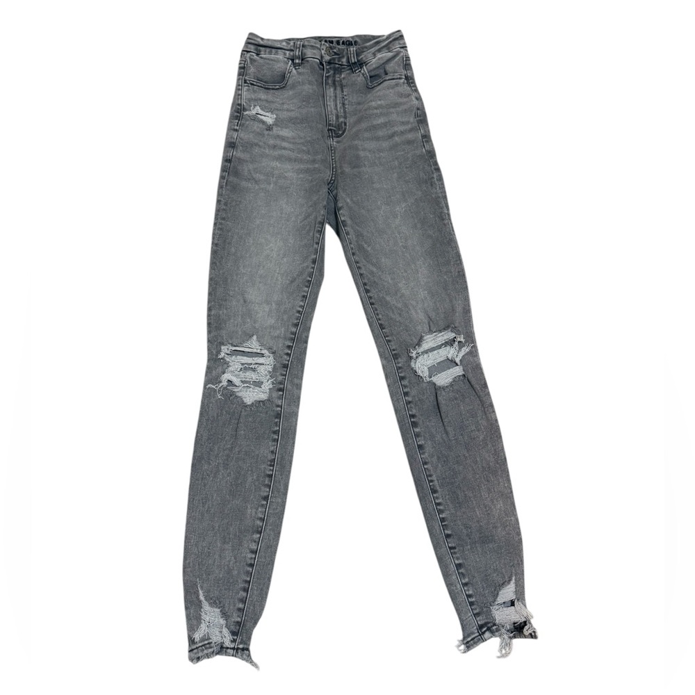 American Eagle Outfitters Gray Ripped Skinny Jeans